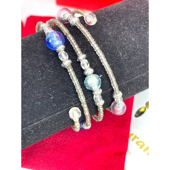 Vecchia Murano Venice Italy Glass Bead Memory Coil Bracelet Gift Bag Certificate - Picture 10 of 14